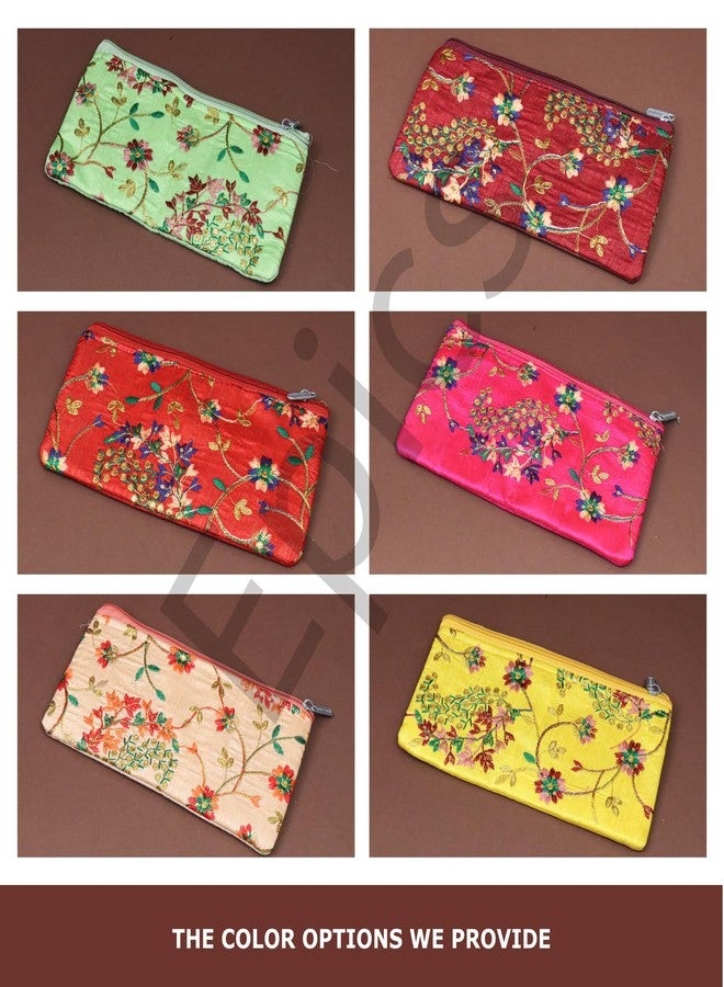 Epics (Pack Of 15 Embroidery Mix Flower Designed Wedding Return Gift Women Wholesale Bridal Traveling potli Bag with Zipper for Ladies Shagun Purse Gifting Haldi Mehandi. - Image 5